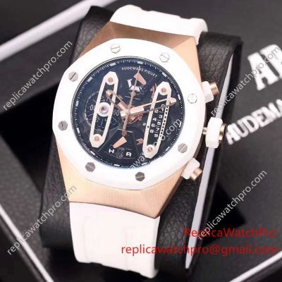 Clone Audemars Piguet Royal Oak Offshore Concept Rose Gold White Rubber Band 42mm